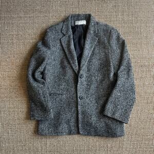 🖤 Vintage Larry Levine Design Wool Herringbone Blazer | Size 12
